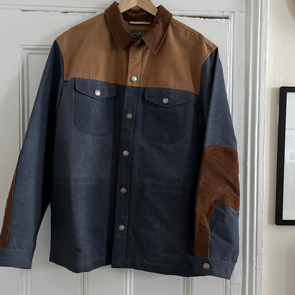 LL Bean Signature Wax Chore Coat - two color plus corduroy elbow pads
